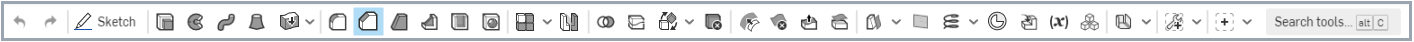 Feature toolbar with Chamfer feature icon highlighted