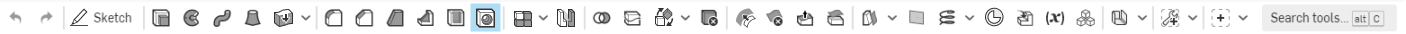 Feature toolbar with Hole feature icon highlighted