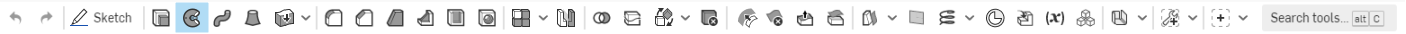 Feature toolbar with Revolve icon highlighted