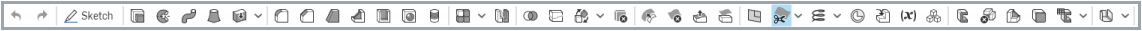 Feature toolbar indicating Mutual trim icon