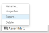 Right-clicking on an Assembly tab and selecting Export from the context menu