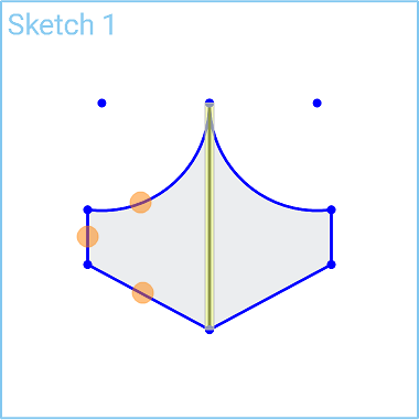 Example of Mirror (Sketch) tool in use, after the sketch is mirrored