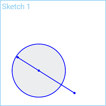 Example of Normal Constraint tool in use, after the line and circle are constrained