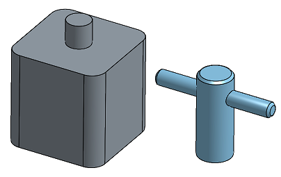 Revolute mate example showing two separate parts