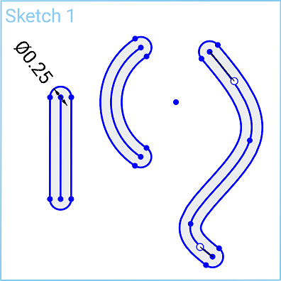 Example of how to pre-select sketch curves, with the slots created around all the curves