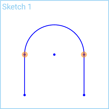 Example of Tangent Arc tool in use