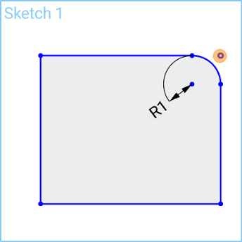 Example of Fillet (Sketch) tool in use