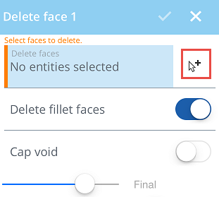 Step 1 for using Delete face feature