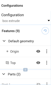 Configurations with the Features list