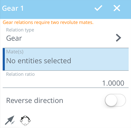 Gear relation dialog