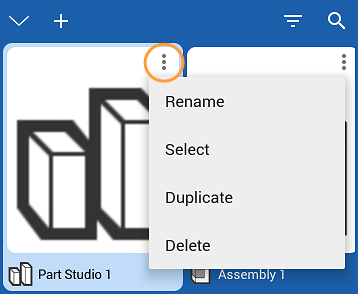 Example of Rename, Select, Duplicate, & Delete options
