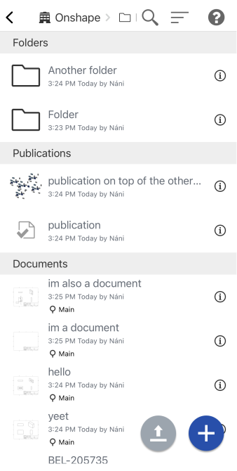 Example of iOS Documents page
