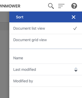 Screenshot of List view and Grid view document page options