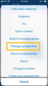 Instances Menu with Change Configurations circled in orange