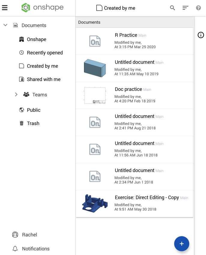 Screenshot of Documents page on Android tablet device in vertical position