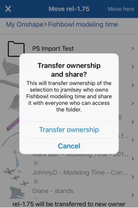 Moving a document (or a folder) into or out of a folder transfer ownership notice