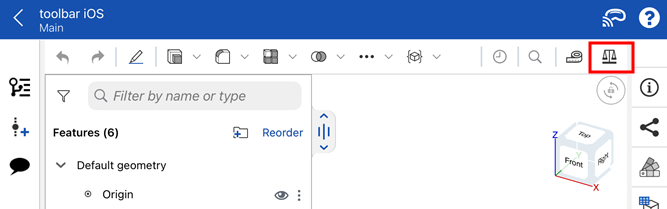 iOS: Mass properties in the toolbar