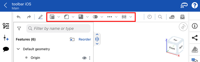 iOS: Features in the toolbar
