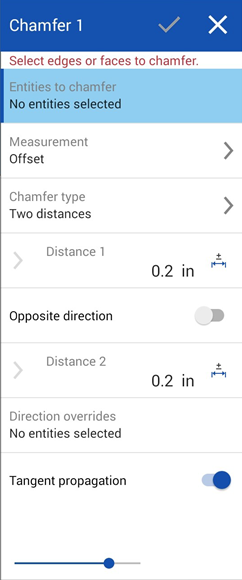 Chamfer dialog on Android