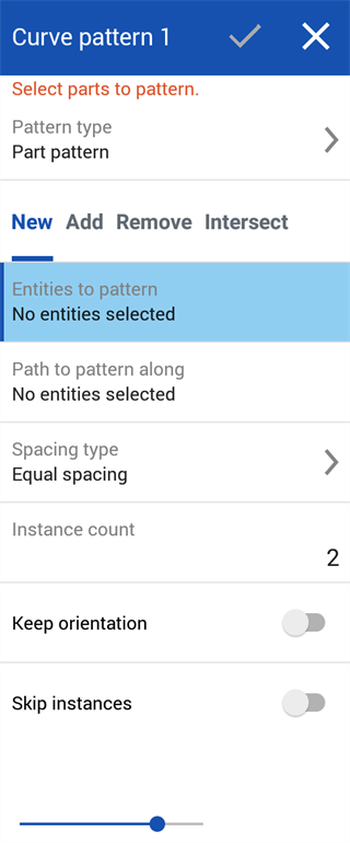 Example of Curve pattern dialog