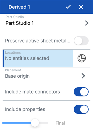Derived dialog on iOS
