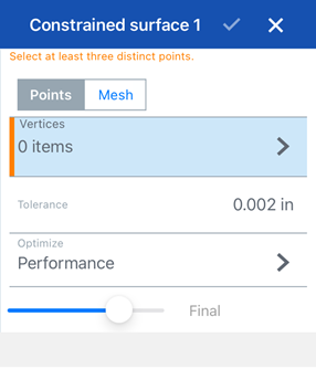 Constrained surface dialog
