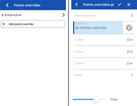 Edit curve: Points overrides on iOS