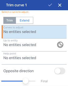 iOS Trim curve dialog: trim