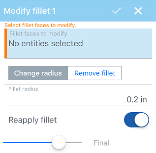 Modify fIllet dialog