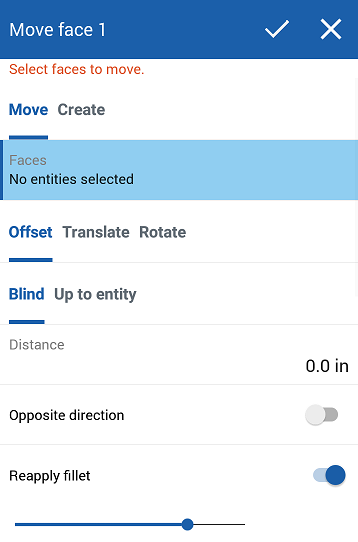 Example of Move face dialog