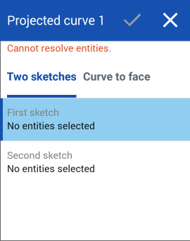 Projected curve, sketch option, Android
