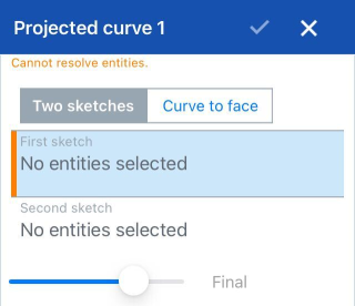 Projected curve dialog