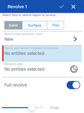 Revolve dialog on iOS