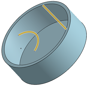 Example of Rib tool in use, selecting the sketch curves