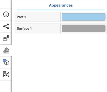 Appearance panel on iOS mobile device