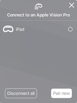 Connected to a Vision Pro device