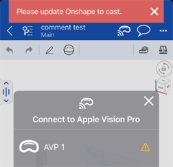 Notification to update to latest version of Onshape