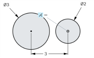 Setting constraints on two circles