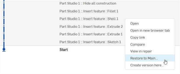 Restore to main context menu option