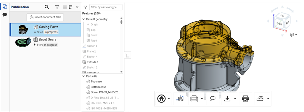 Tab list of publication and Feature and Parts list of tab