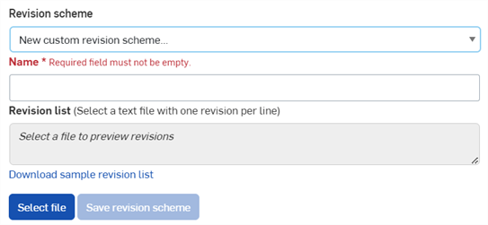 Setting up a new custom revision scheme