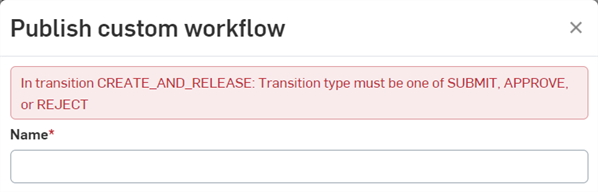 Publish custom workflow error