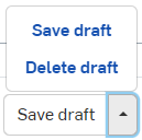 Screenshot of Save draft and Delete draft options in Review Release dialog