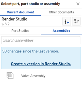 Select a Part Studio or Assembly