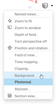 View tools dialog: Selecting Background