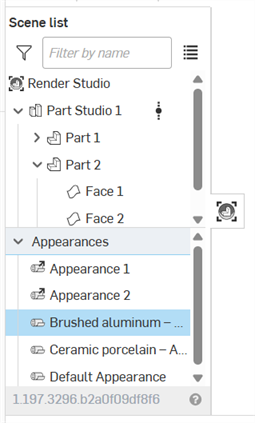 Scene list: Default Appearance