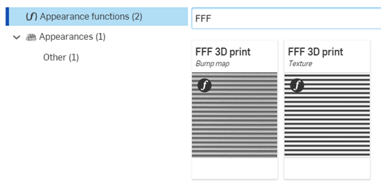 FFF 3D print Appearance functions