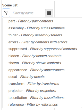 Filter Scene list contents