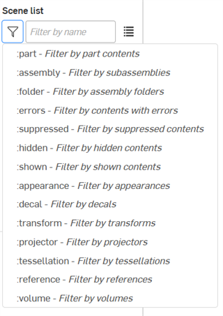 Filter Scene list contents