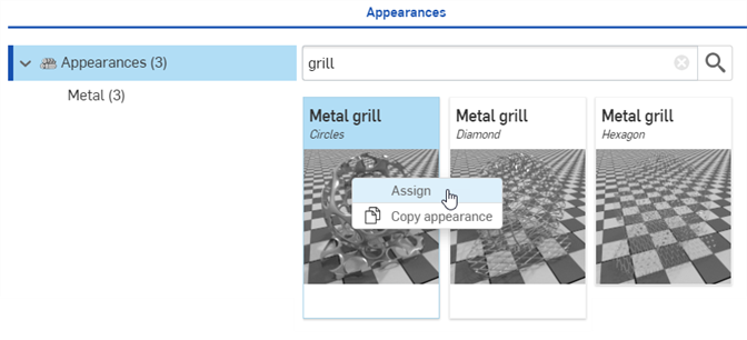 Assigning the Metal grill Appearance